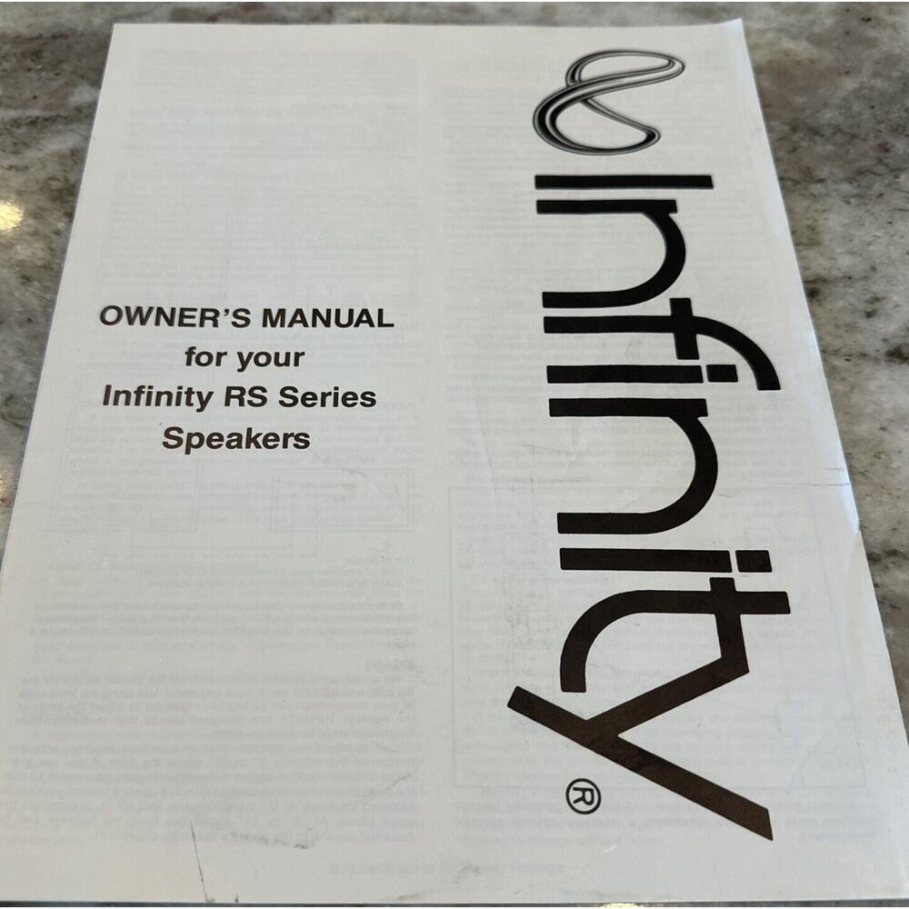 INFINITY RS SERIES‎ SPEAKERS OWNER'S MANUAL RS 1001-6001